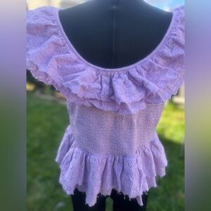 House of Harlow 1960 Lilac Ruffled Blouse